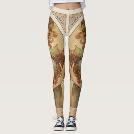 Legging Mulher de Arte Nouveau com Fruta Alphonse Mucha