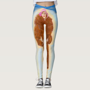 Legging mulher glamoroso do 1920 no casaco de pele