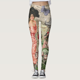 Legging Mulher Victoriana Café Clássica Rosa