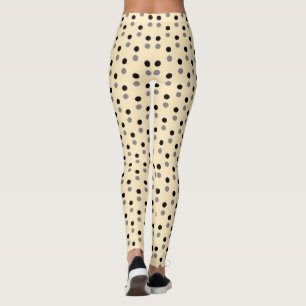 Legging Mulheres Clássicas Bege Cinza Preto Pontos Patrão