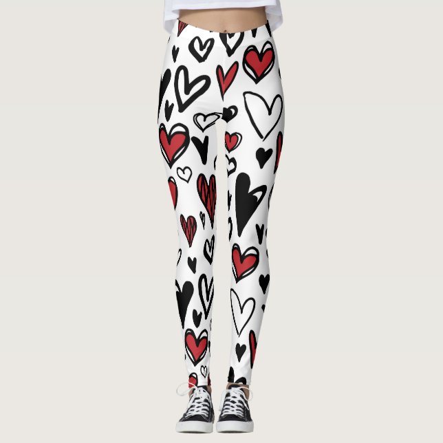 Legging Mulheres com a forma Desenhar de mão, branca, negr (Frente)
