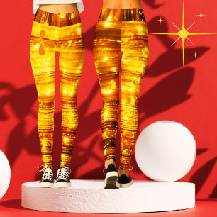 Legging Mulheres Modernas de Gengibre Glínico Brilhante e
