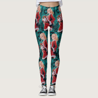 Legging mulheres que usam fantasia de Santa Sé