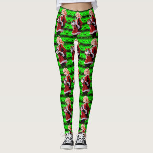 Legging mulheres que usam fantasia de Santa Sé
