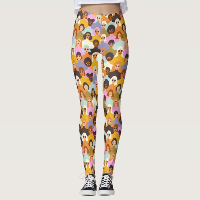 Legging Mulheres Retro do Padrão Mundial (Frente)