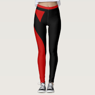 Legging Mulheres vermelhas e caneleiras pretas