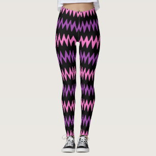 Legging Mulheres Zig Zag Púrpura/Pernas de Moda Rosa