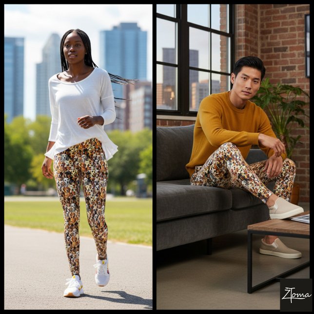 Legging Multi-Tone Crowded Dog Face Mix Pattern (Criador carregado)