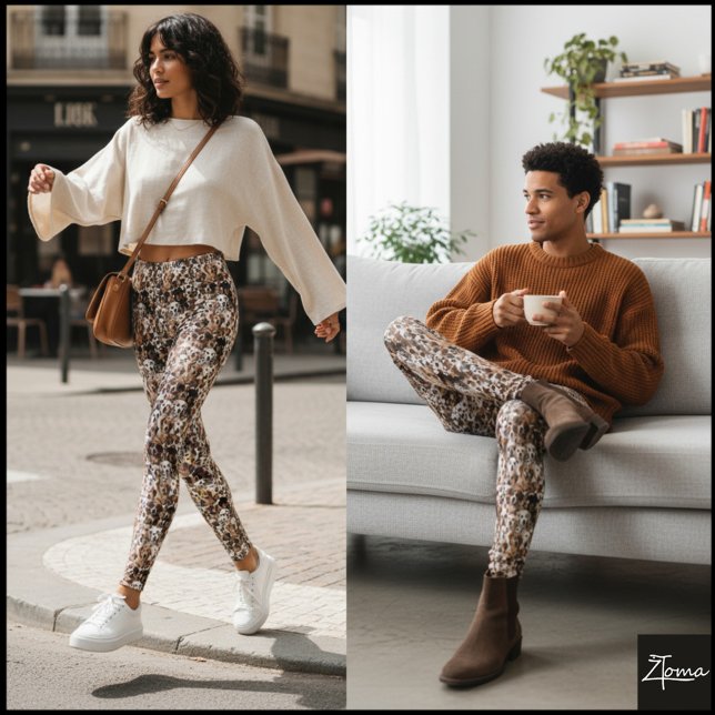 Legging Multi-Tone Crowded Dog Face Mix Pattern (Criador carregado)