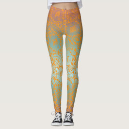 Legging Multicoloração Ornamental Única Medieval