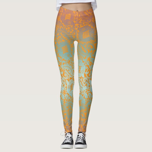 Legging Multicoloração Ornamental Única Medieval (Frente)