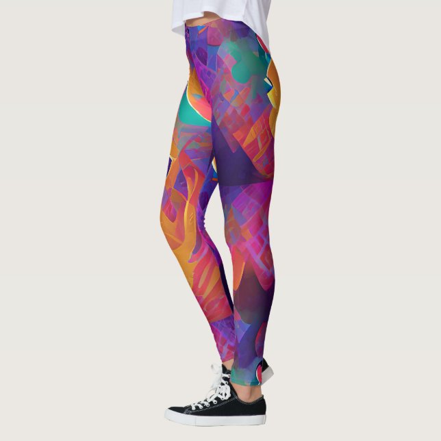 Legging Multicoloração vibrante, linda, fuchsia amarela pú (Esquerda)