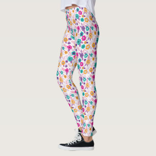 Legging multicor Linda flor elegante padrão