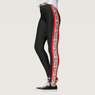 Legging Multilingual Obrigado Tipografia Faixas Verticais