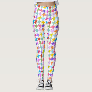 Legging Múltiplas cores Houndstooth+Padrão Branco