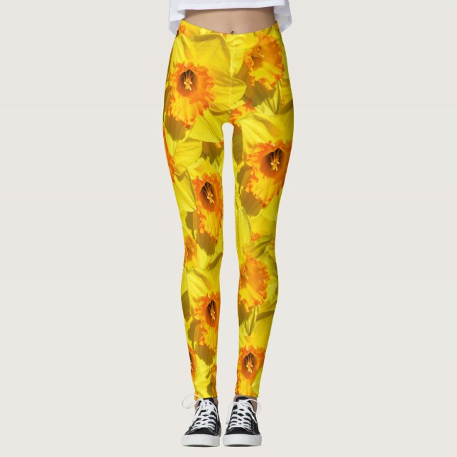 Legging Múltiplos Daffodils Dourados Flores-medula (Frente)