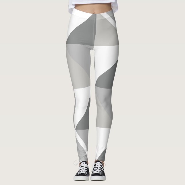 Legging Múltiplos tons de branco e design geométrico de ci (Frente)