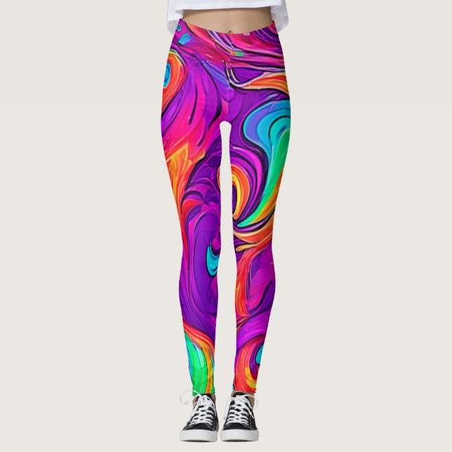 Legging Mundo Colorido: Padrões Fluidos (Frente)