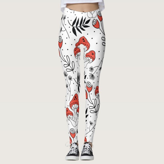 Legging Mushroom Fungi: Arte na Linha da Natureza (Frente)