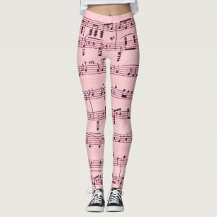 Legging Música em folha cor-de-rosa
