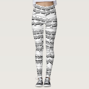 Legging Música em preto e branco