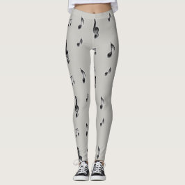 Legging Música estende nota musical preto e Cinza
