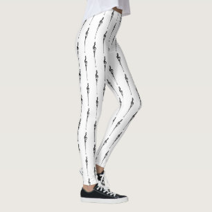 Legging Música Motif Derretendo Treble Clef Preto e Branco