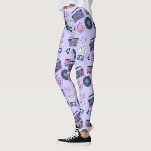 Legging Música Retro da Era de 1980 Nostálgica