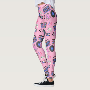 Legging Música Retro da Era dos Anos 80 Nostálgica