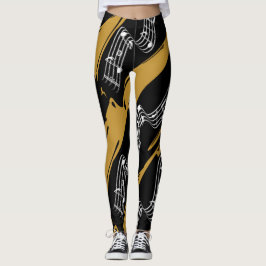 Legging Musical notes Black Gold Modern