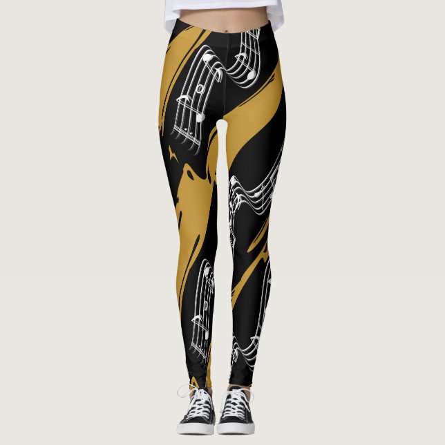 Legging Musical notes Black Gold Modern (Frente)