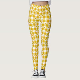 Legging Mustard Yellow Heart Plaid Gingham Retro Color