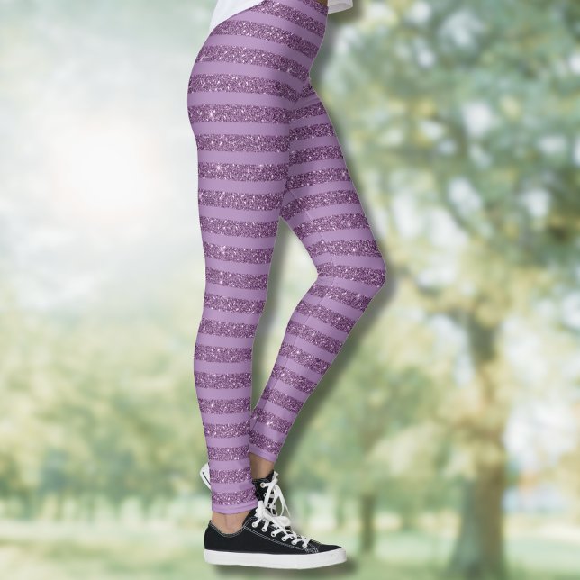 Legging Muted Mulberry Glitter Style Horizontal Stripes (Criador carregado)