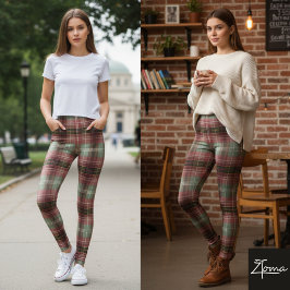 Legging Muted Vertical Shadow Plaid Tartan Blur