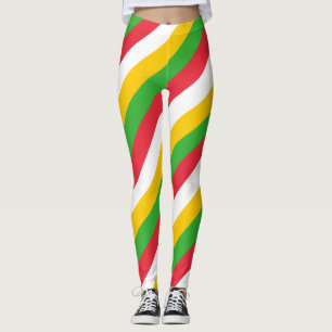 Legging Myanmar National Flag Colors Diagonal Strike