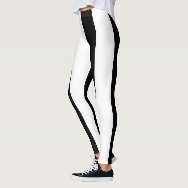 Legging Mydeas | Listras brancas e pretas (Esquerda)