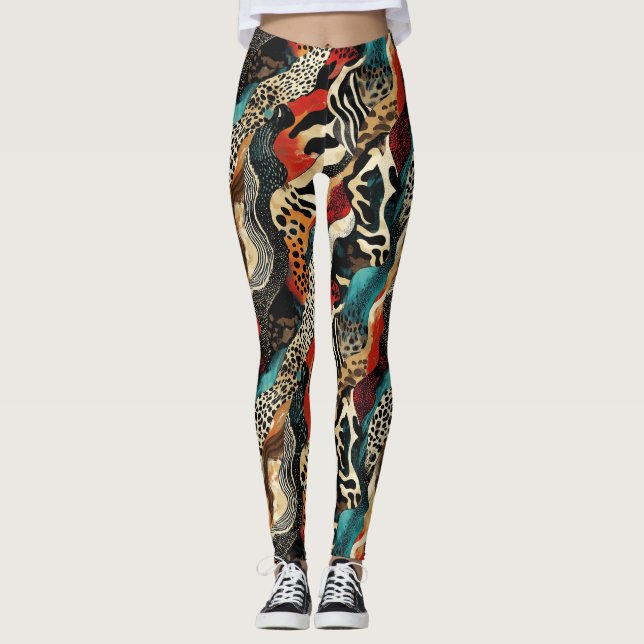 Legging Na moda Animal Print Fusion Design (Frente)