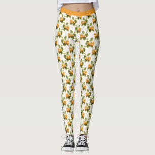 Legging Na moda Apricot Fruta Flor Laranja Yoga Calças