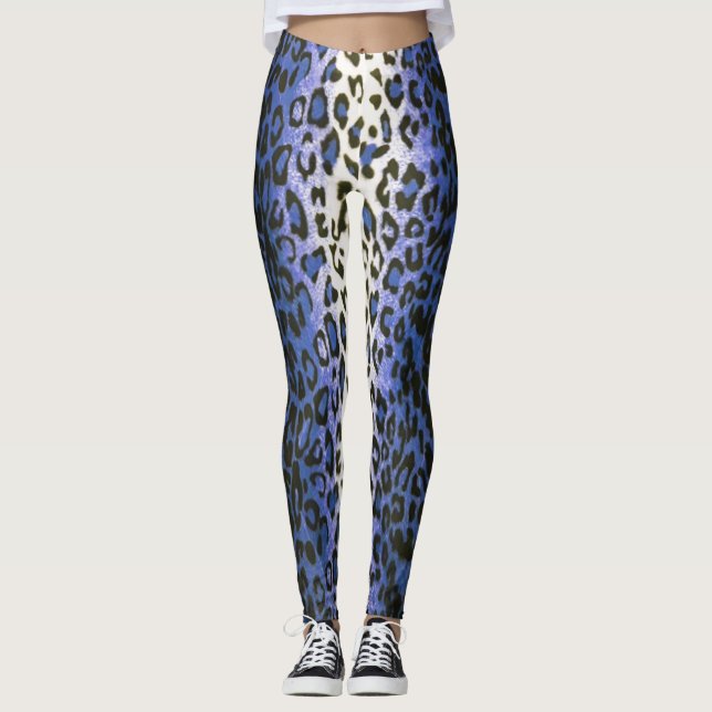 Legging Na moda Azul-leopardo-guçadinho,, impresso para mu (Frente)