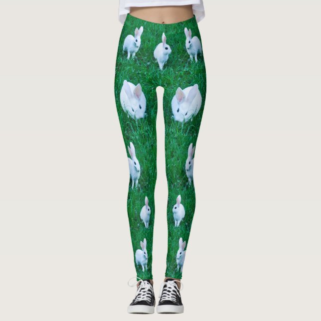 Legging Na moda Bunny Rabbit Animal Grass (Frente)