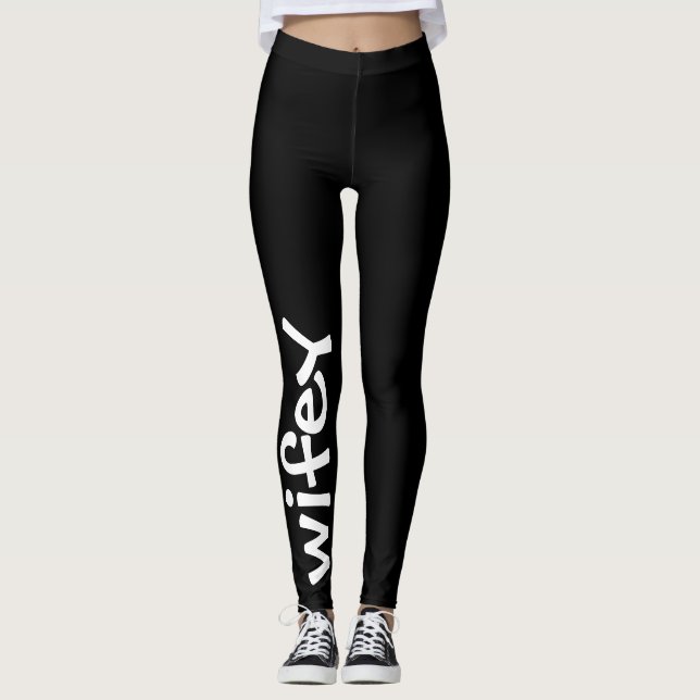 Legging Na moda chique feminino bonito preto e branco de (Frente)