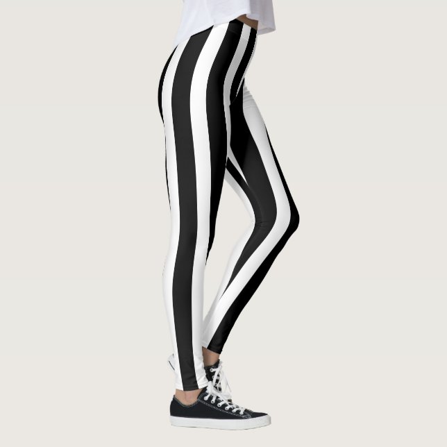 Legging Na moda com faixa branca e preto clássico (Direita)