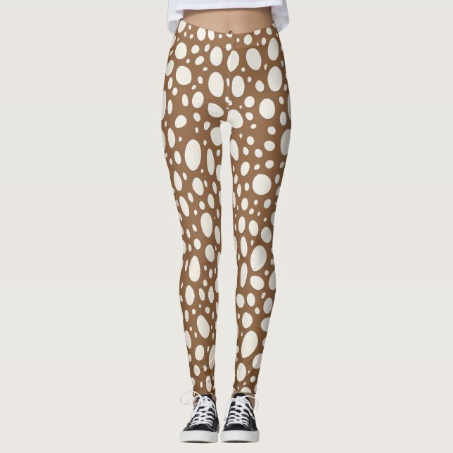 Legging Na moda de Bolinhas branca e  de tom (Frente)