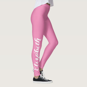 Legging Na moda de Chic Rosa Personalizado Nome Workout Yo