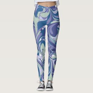 Legging Na moda de espiral abstrato Azul Marble Personaliz