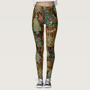 Legging Na moda de Natal Tree Jewel Bling Tigre Ferro