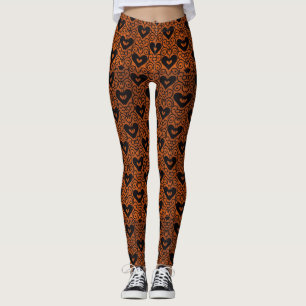 Legging Na moda e Corações Pretos no Cobre