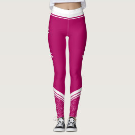 Legging Na moda escura magenta branca floral e nome