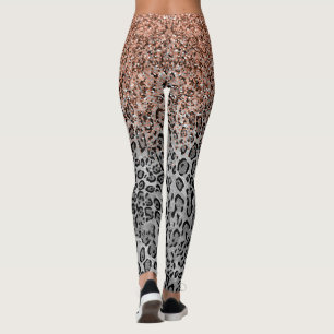 Legging Na moda Garota Rosa Dourada Leopardo-do-Glitter