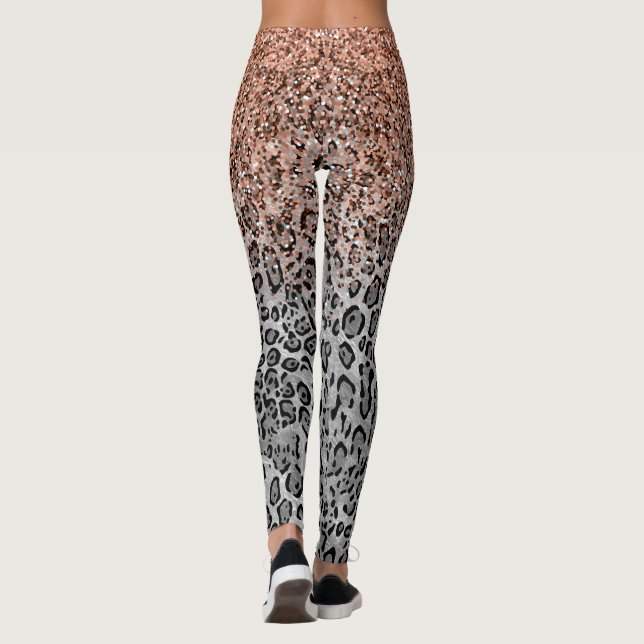 Legging Na moda Garota Rosa Dourada Leopardo-do-Glitter (Verso)